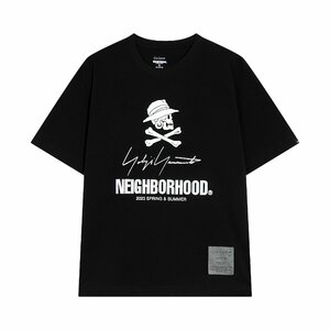 YOHJI YAMAMOTO × NEIGHBORHOOD ネイバーフッド ヨウジヤマモト 23SS スカルロゴプリント クルーネック Tシャツ 希少 中古 Mサイズ