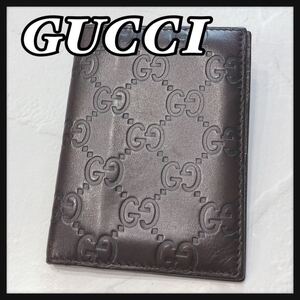 ☆GUCCI☆ グッチ カードケース 定期入れ 名刺入れ ブラウン 茶色 レザー グッチシマ GG柄 レディース 男女兼用 146230 送料無料