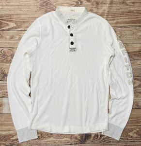 衝撃プライス！XL！入手困難希少モデル！【Abercrombie&Fitch アバクロンビー&フィッチ】ヘンリーネック 長袖トップス オフホワ 灰 N-R76