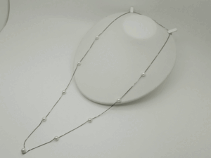 K18WG あこや真珠 上質パール ステーションネックレス 重量10.2g 約78cm パール pearl jewelry necklace パール7ｍｍ 新品同様美品