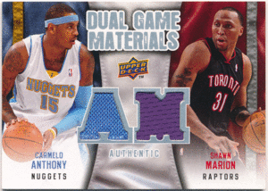 ☆ Carmelo Anthony / Shawn Marion NBA 2009-10 UD Dual Materials Jersey ジャージカード カーメロ・アンソニー / ショーン・マリオン