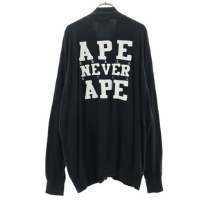 アベイシングエイプ 日本製 バックプリント 長袖 ジップアップ トレーナー XL ブラック A BATHING APE 裏起毛 メンズ