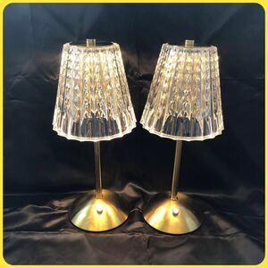 A-177【中古品】3色USB充電式ライト　 テーブルランプ スタンドライト 卓上スタンド　寝室ライト　LED Crystal Lamp タッチセンサー 照明