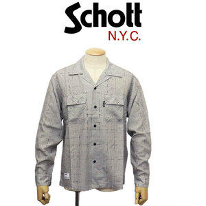 Schott (ショット) 3120006 KASURI カスリ PLAID L/S SHIRT ロングスリーブシャツ 20(14)GREY XL