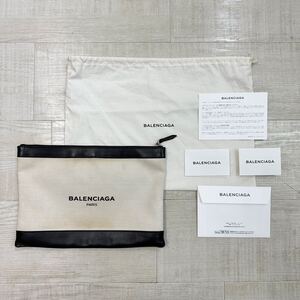 国内正規 BALENCIAGA バレンシアガ Logo Clutch Bag Canvas x Leather ロゴ クラッチバック キャンバス x レザー バッグ 373834 610