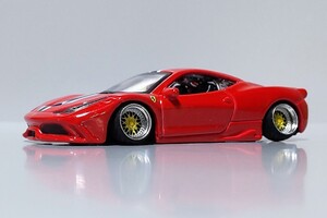 個人輸入品 希少 レア 1/64 458 SPECIALE 改 フェラーリ スペチアーレ 深リム ワーク ローダウン カスタム 改造 イタリア ブラーゴ