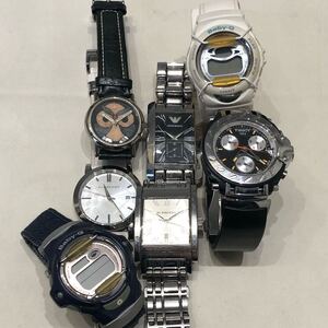 メンズ ブランド 腕時計 7点セット BURBERRY TISSOT EMPORIO ARMANI Baby-G Pierre Lannier シルバー レザーベルト 中古品