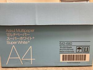 アスクル　A4 コピー用紙　1箱（500枚×10）マルチペーパースーパーホワイト+ 新品未使用 