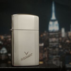 【 特別出品 】1円スタート 未使用 2002年 PARLIAMENT Silver Slim Zippo パーラメント シルバースリムジッポー