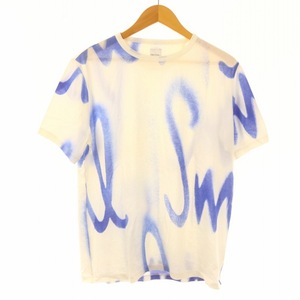 ポールスミス PAUL SMITH Spray Logo プリントＴシャツ カットソー 総柄 半袖 M 白 ホワイト 青 ブルー 113506 /XK メンズ