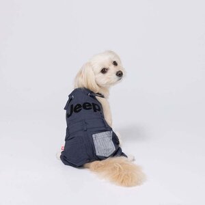 【SLサイズ】限定 ジープ 公式 オーバーオール ネイビー ジャンプスーツ パンツ 犬服 ペット服 冬服 Jeep Overall Navy