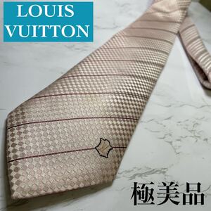 極美品LOUIS VUITTON ネクタイ マイクロダミエ クラヴァット レジメンタル モノグラム 近年モデル