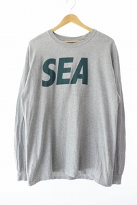 ウィンダンシー WIND AND SEA SEA L/S T-Shirt ロゴ プリント ロングスリーブ 長袖 Tシャツ WDS-SEA-04 L 灰 グレー ブランド古着ベクトル