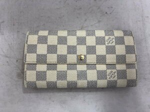 【LOUIS VUITTON】ルイヴィトン　ダミエ　アズール　折長財布　アイボリー系　SY02-FWV　