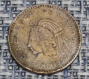 メキシコ　アンティークコイン CINCUENTA CENTAVOS 1957