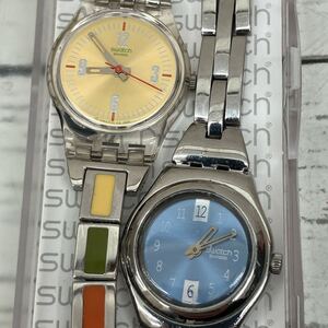 スウォッチ swatch 腕時計 セット クォーツ シルバーカラー ラウンド スケルトン 動作未確認 レディース 2点【6846】