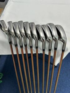 ★中古　ツルヤ　GOLDENPRIX ELASTIC STEEL HEADアイアン10本セット（3〜P,A,S）　オリジナルカーボンシャフト