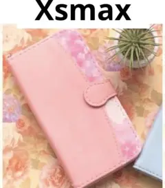 新品 iPhoneXR Xsmaxケース 手帳型 ピンクフラワー