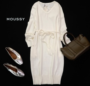 未使用 マウジー Moussy 大人可愛い☆ ウエストマーク ニット ワンピース F