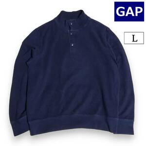 GAP　スウェット　スエット　ニット　ネイビー　メンズ　L　セーター　ヘンリーネック　モックネック　ギャップ　トレーナー