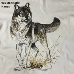 90s メキシコ製 オオカミ犬 ウルフドッグ プリントTシャツ Lサイズ 白