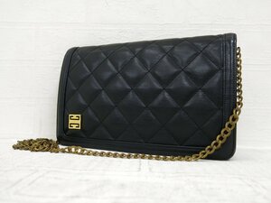 ◆美品◆GIVENCHY ジバンシィ◆4G金具◆キルティング レザー 本革◆チェーン ショルダー バッグ◆ブラック ゴールド金具◆斜め掛け◆A5710