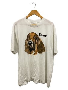 Hanes◆90s/Basset/犬/Tシャツ/XL/コットン/WHT