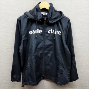 E145 marie claire マリクレール ウィンドブレーカー ジャケット フード 取り外し可 羽織 ポリエステル レディース ネイビー サイズ M