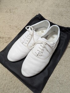 CROWN × BEAMS F別注　バレエシューズ　オックスフォード　白　レザー　イギリス製