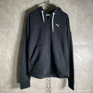 美品 PUMA プーマ ジップアップパーカー スウェット ブラック レディースL スポーツウェア ゴルフウェア