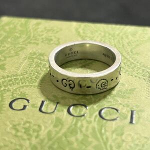 【美品】1円〜 グッチ GUCCI 指輪 リング サイズ17 刻印18 ゴースト ドクロ GGロゴ アクセサリー Ag925 メンズ レディース ユニセックス