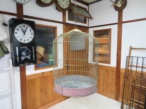 【ビンテージレトロ】 撮影スタジオで倉庫保管されていた古い 鳥かご 検索用⇒ 昭和レトロ/ガーデニング/オーナメント/店舗什器 A1011