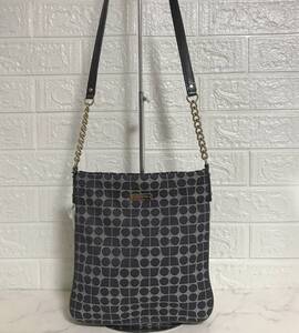 no25359 kate spade new york ケイトスペード キャンバス レザー チェーン 斜め掛けショルダー バッグ ポシェット ☆