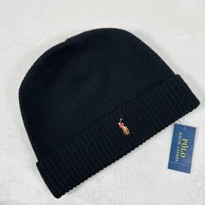 新品未使用 Polo Ralph Lauren ポロラルフローレン ニット帽 ラルフ 帽子 ニットキャップ ビッグポニー ウール ブラック 6F0552 001