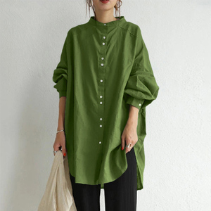 ☆ ライトグリーン ☆ Lサイズ ☆ ロングチュニック lyblushirt シャツ レディース チュニック ブラウス ロングシャツ 長袖 ロング