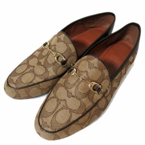 美品 COACH コーチ HALEY LOAFER ハーレー シグネチャー柄 ホースビット ローファー フラットシューズ スリッポン FG4568 23cm