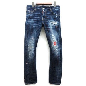 ディースクエアード DSQUARED2 2024SS セクシーツイスト デニム パンツ ジーンズ Dark Neon Splash Wash Sexy Twist Jeans S74LB1457 美品