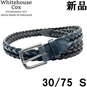 【新品◆イギリス製】Whitehouse Cox ホワイトハウスコックス レザー メッシュベルト ナロー NAVY 紺 ネイビー 30/75 S 28mm WHC