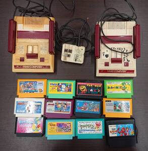 #1291 Nintendo 任天堂 ファミリーコンピュータ 本体 HVC-001 RFスイッチ ソフト12本付 パラソルヘンベえ アルマジロ タイニートゥーン