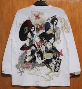 SALE！抜刀娘 ♪10(XL)291146 妃那＆葵＆凛 Vネック８分袖Ｔシャツ