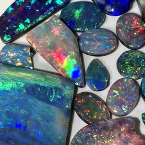 遊色効果抜群!!■ボルダーオパールルースおまとめ■j約10g/50ct ルース 裸石 宝石 ジュエリー jewelry opal 遊色 