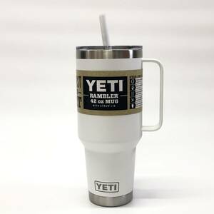 【未使用】YETI Rambler 42oz Straw Mug イエティ ランブラー ホワイト 約1260ml 水筒 ストロー付き ステッカー ステンレス ボトル