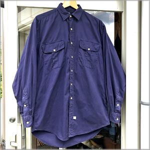 ★ポロ　ラルフローレン　90s　コットン　長袖シャツ　size S　紺色　ビッグシルエット★検 ビンテージ 古着 アメリカ