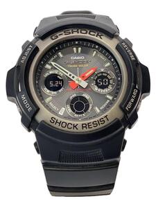 CASIO◆ソーラー腕時計・G-SHOCK/デジアナ/ラバー/BLK/BLK