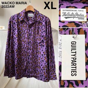 XL 新品 2022AW WACKO MARIA ワコマリア レオパード ハワイアン 長袖 シャツ 定4.07万 メンズ パープル HAWAIIAN SHIRT L/S 22FWE-WMS-HI03