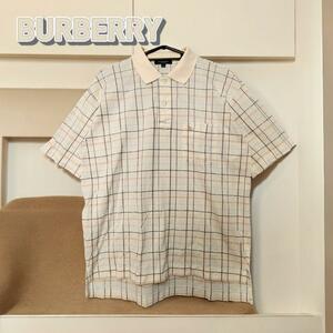 BURBERRY バーバリー ポロシャツ 半袖 チェック アイボリー M