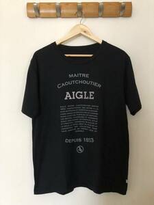 美品ユーズド■AIGLEエーグル■旧ロゴ旧ブランド時代■ビンテージエーグル■メッセージプリントTシャツ■Lサイズ古着 vintage