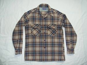 ☆ 70s USA製 ビンテージ PENDLETON ペンドルトン オープンカラー ウール シャツ sizeM ☆古着 ボードシャツ 開襟 ボックス 好配色 60s 80s