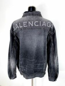 数回着用 美品■BALENCIAGA バレンシアガ■デニム ボタン ジャケット Gジャン オーバーサイズ ブラック デニム ジャケット■36