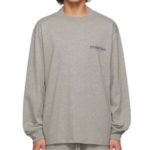 【XXL】ダークヘザーオートミール エッセンシャルズ Logo L/S Tee グレー Dark Heather Oatmeal ロンT Fear Of God フィアオブゴッド ロゴ